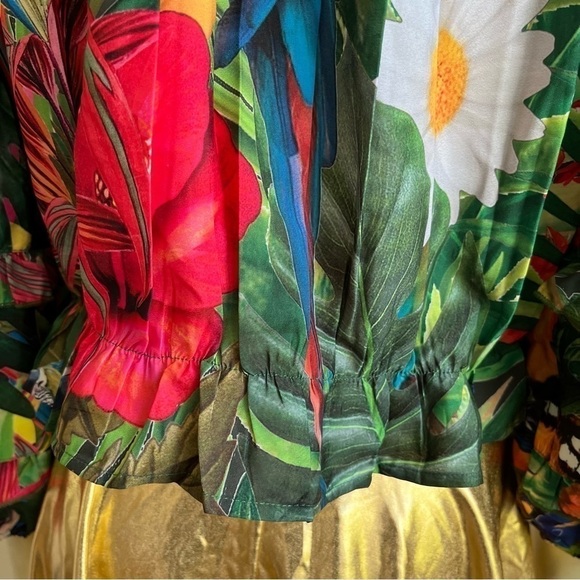 Nwt Rachel Zoe Women’s Tropical Butterfly 1/4 Sleeve Off shoulder Cropped Top L - Picture 7 of 16